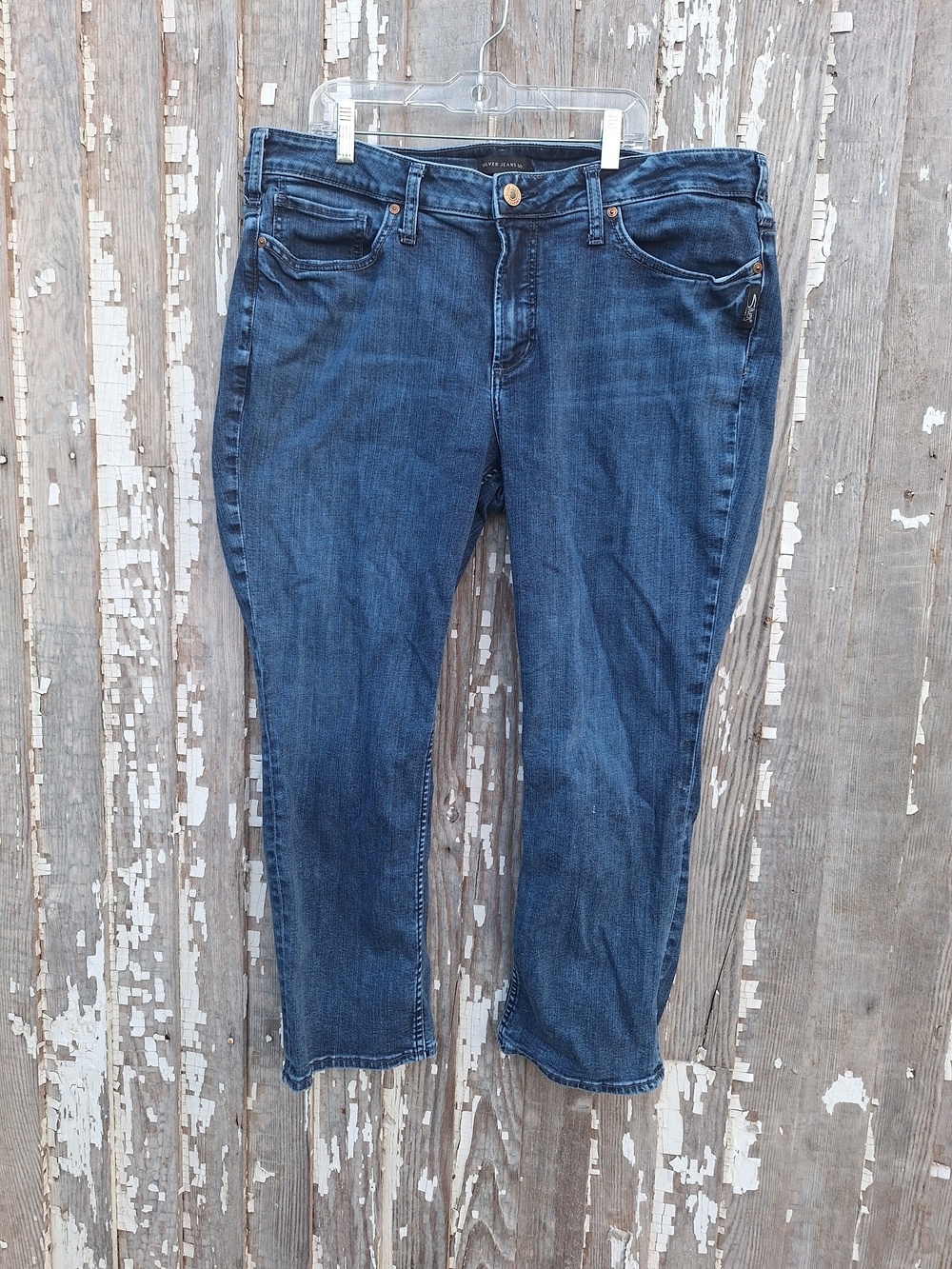 Silver Jeans Dark Blue Cropped Stretch Capri Jeans Size 18